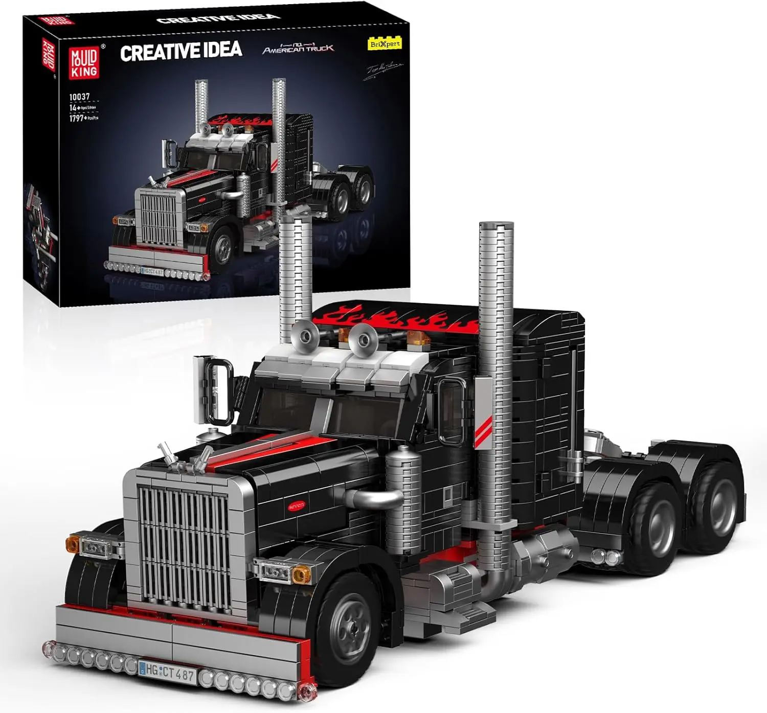 Mould King 10037 Heavy Duty Tow Truck Building Set with 1797 Pieces Road Trailer Model Kit for Kids Adults & Vehicle Enthusiasts Easy Assembly Instructions Included
