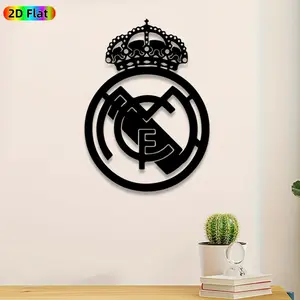 Avant-Garde Real Madrid Crest Metal Wall Art, Artwork, 1-Count Iron Craft Statue Mural, Modern Home Décor and Christmas Gift for Trend Seekers
