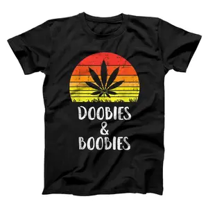 Mens Doobies And Boobies Retro Weed Cannabis 420 Stoner Men Gift T-Shirt, Sweatshirt, Hoodie