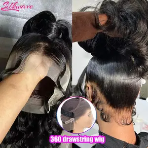 Body Wave Glueless Drawstring 360 Full Lace Wig Water Wave Human Hair Pre Plucked Hd 13x6 Lace Frontal Wig 5x5 Wear Go For Women