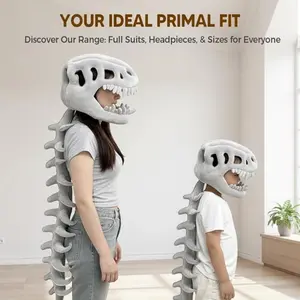 Realistic 3D Dinosaur Costume, Perfect for Halloween Christmas New Year Cosplay Party Props, Dinosaur Skeleton Headpiece Mask Plush Toy Gift