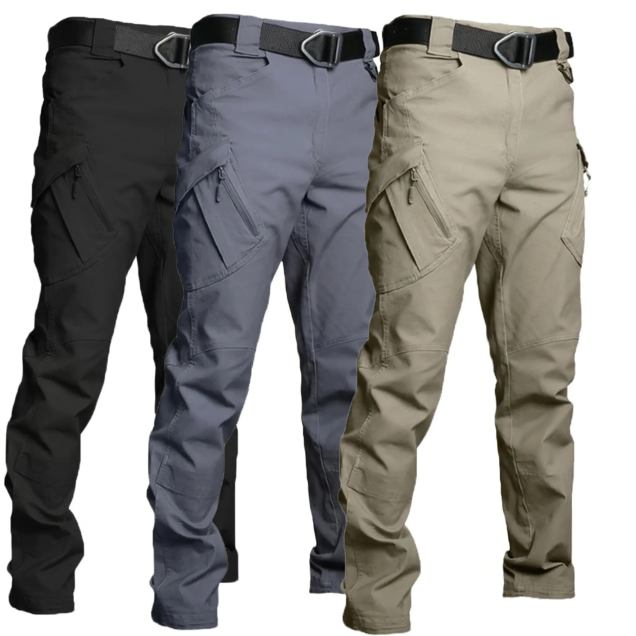 Nheals Men's Three-Piece 230g Casual Work Pants, Tactical Hiking Pants, made of durable materials, with multiple pockets, without a waistband, suitable for use in spring and autumn seasons.