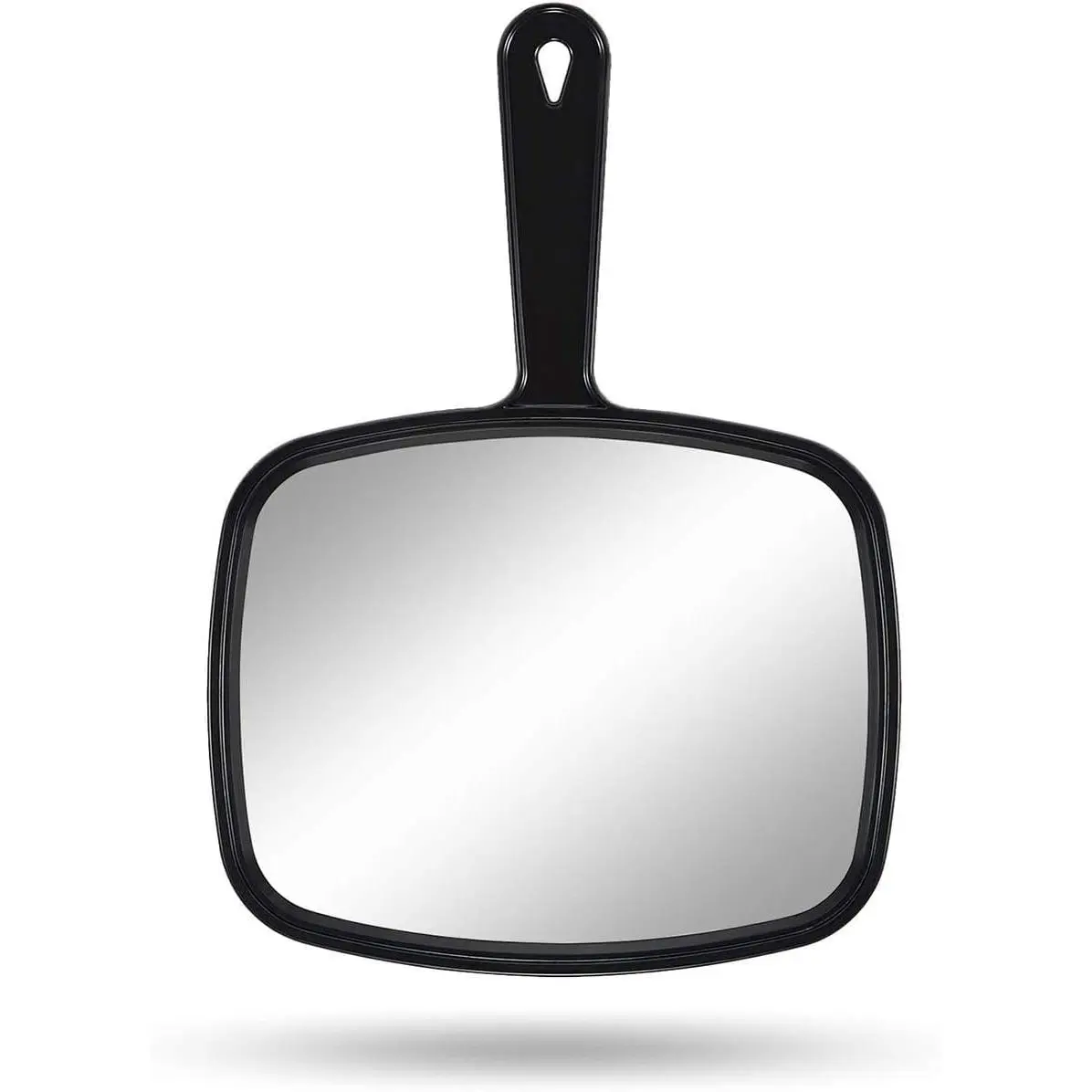 PROTECLE Lightweight Square Black Glass Hand-Held Mirror with Handle, 12.4in L x 9in W Portable Bathroom Mirror for Salon Barber Hairdressing (Home & Bathroom Supply), Hand Held Mirrors With Handle, Portable Bathroom Mirrors