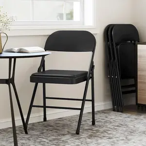 4-Pack Folding Chairs with Padded Cushions – Holds 350 LB, Portable Black Chairs – Perfect for Dining, Office, Indoor & Outdoor Events