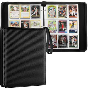 Massive 9 Pocket Trading Card Binder, 900 Cards Capacity, Double-Sided with Zipper, 50 Removable Sleeves, Ideal for Yu-Gi-Oh!, Pokemon, Sports Cards