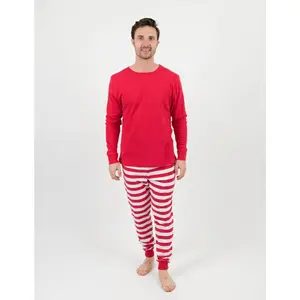 Mens Red Top & White Stripes Pajamas