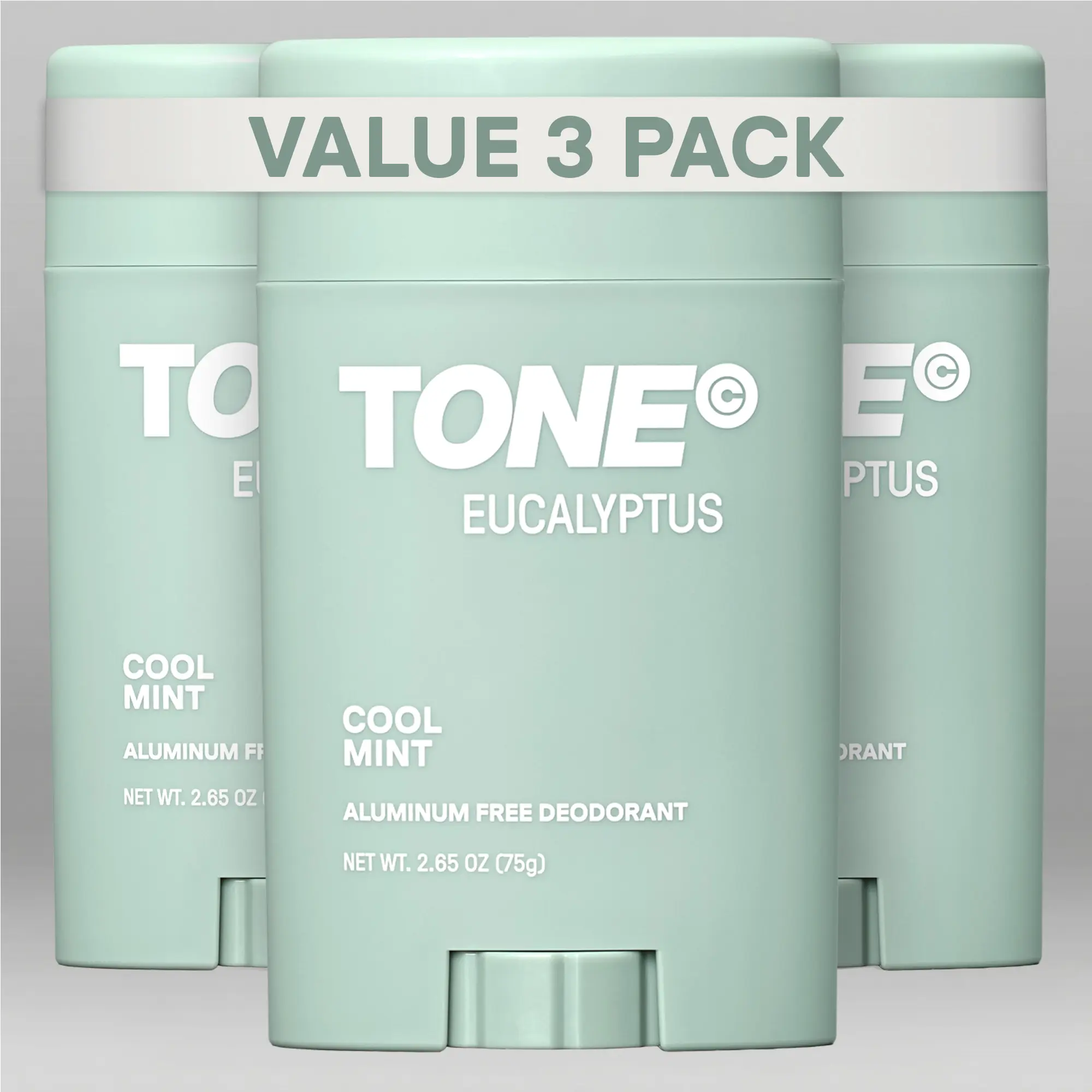 TONE Aluminum-Free Deodorant, Eucalyptus, Up to 48-Hour Odor Protection, Magnesium & Probiotic Formula with Shea Butter, Paraben-Free, Dermatologist-Tested  3-Pack