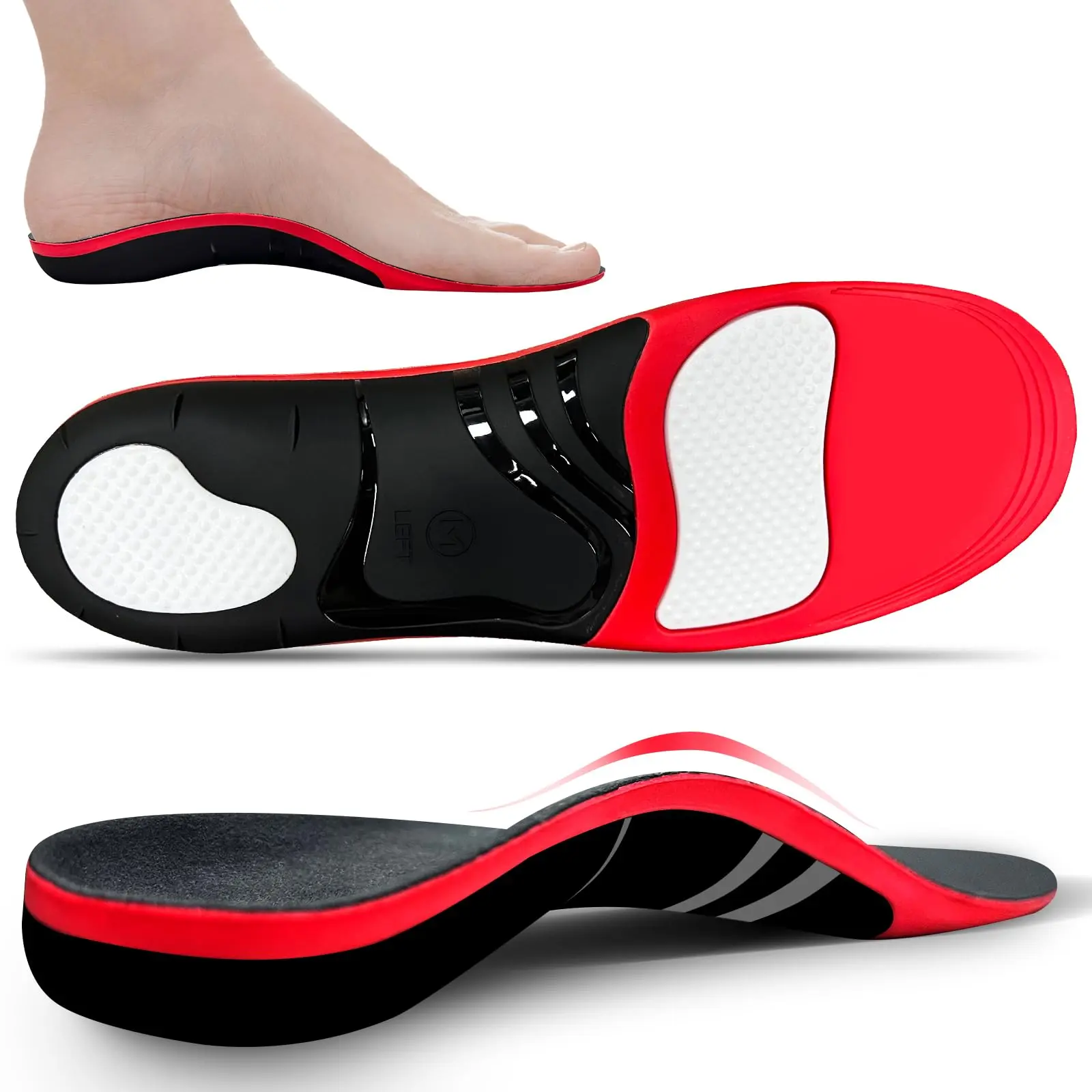 Orthopedic Insoles for Men & Women, Stylish Comfy Plantar Fasciitis Inserts with High Arch Support, U-Shaped Heel Cup, TPU Material for All-Day Standing Pain Relief, Supportive Soles, Shock Absorbing Sole
