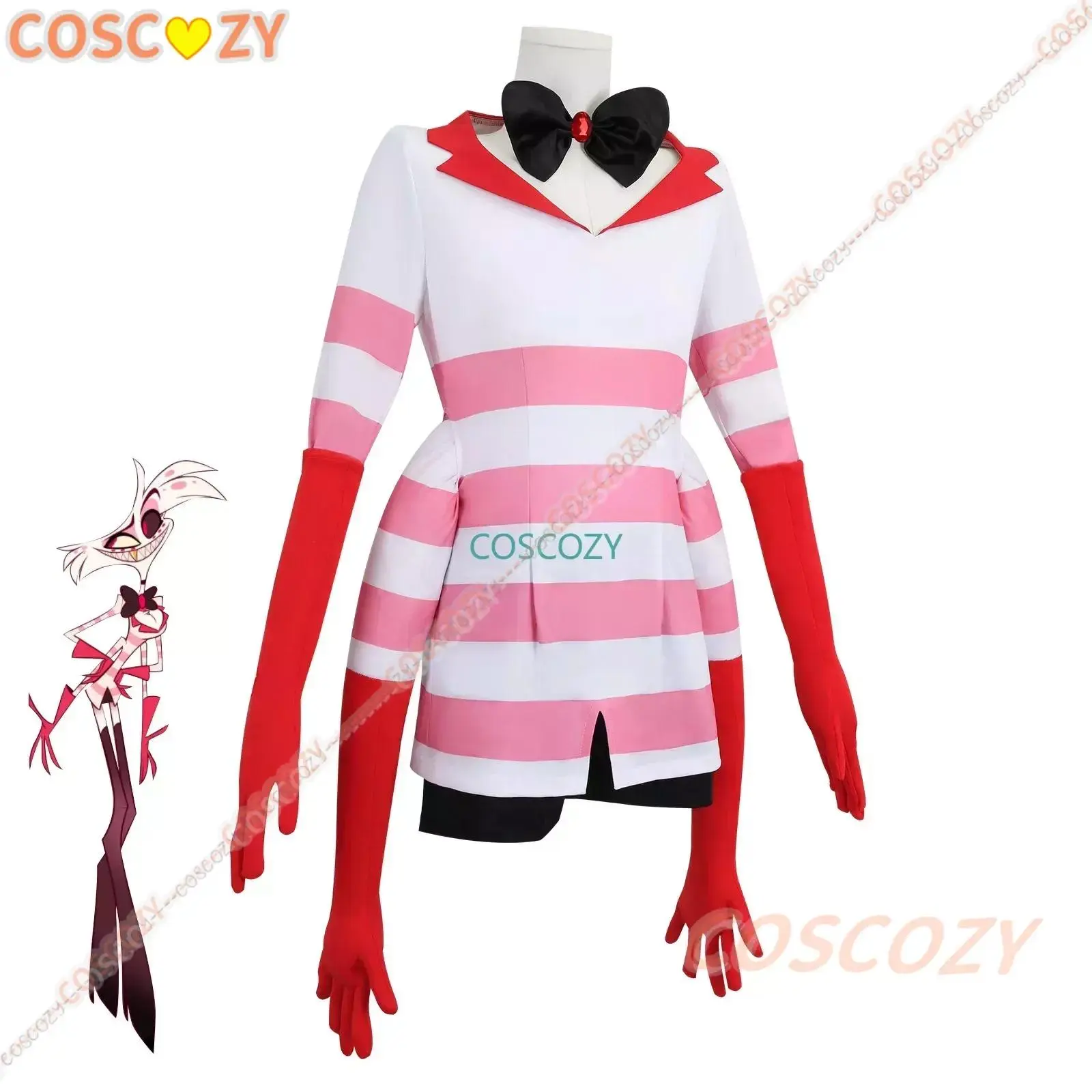 2024 New Anime Angel Dust Cosplay Costume Socks Suit Four Arms Demon Uniform Halloween Party Con Outfit
