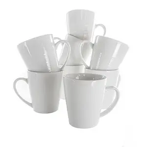 Elama Amie 8 Piece 12 Ounce Porcelain Mug Set in White Elama Amie 8 Piece 12 Ounce Porcelain Mug Set in White
