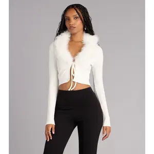 Soft Little Drama Removable Faux Fur Cardigan