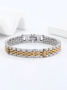 Single Crown Five Pearl Stainless Steel Bracelet, 316L Medical Steel, Hypoallergenic and Fade Resistant, Adjustable Design for Unisex Casual Business Wear, Exquisite Bracelet