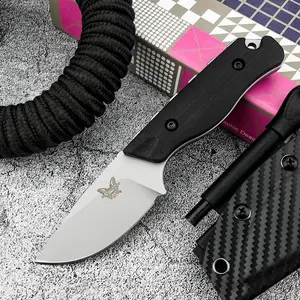 High-hardness straight knife with sheath, polished 8Cr13Mov blade surface, black G10 ergonomic anti-slip handle, carbon fiber texture Kydex hard sheath, ready for use in camping, daily emergencies - a practical knife tool.