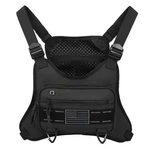 [Tactical Chest Bag] Tactical Chest Bag| Unisex Running Vest Sports Outdoor Equipment (Black) Water Resistant Chest Running Bag