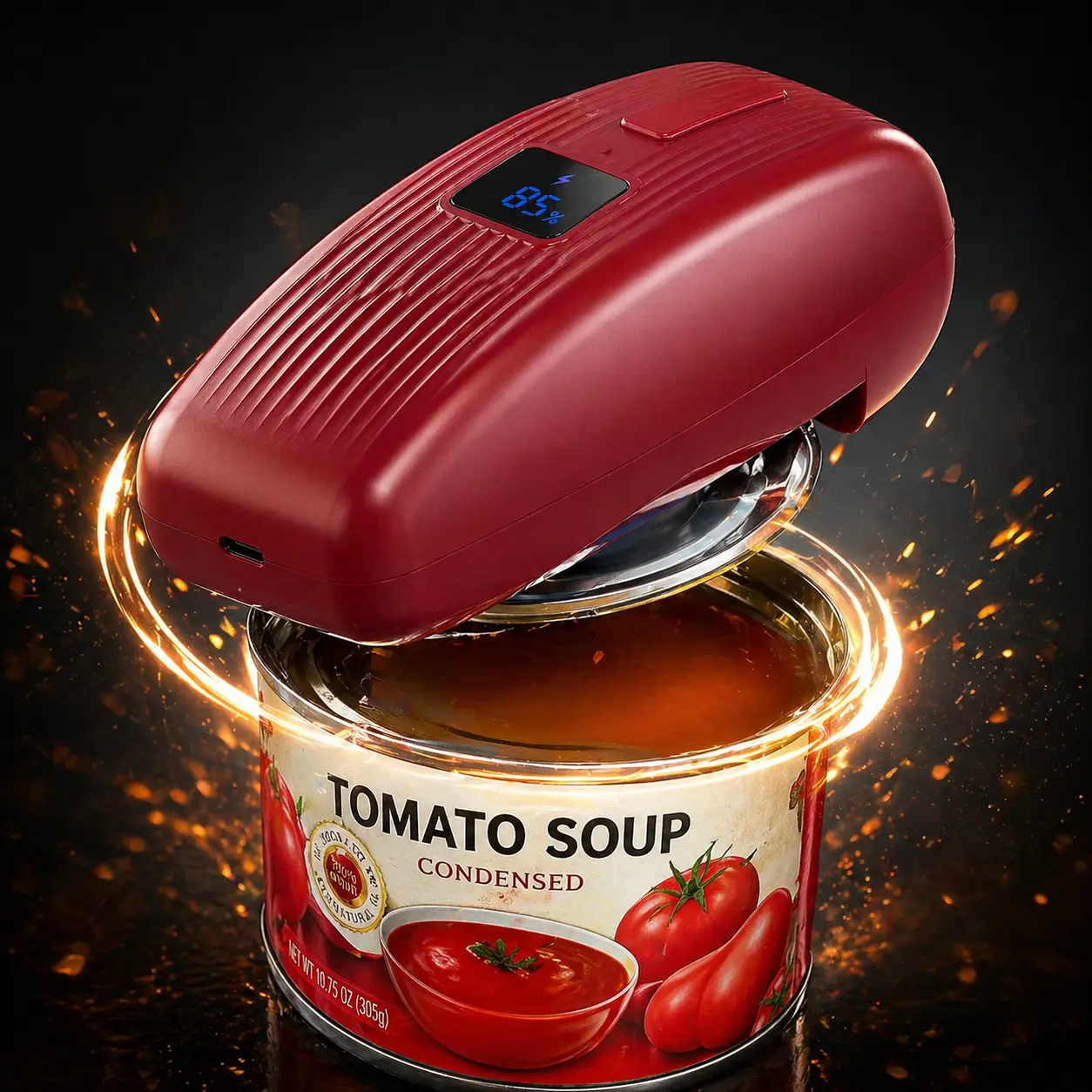 1-Touch Electric Can Opener - Compact 4.2V Rechargeable ABS Kitchen Utensil, Hands-Free Automatic Operation, Safe Smooth Edge, 2600mAh Battery, 14 x 6.5 x 5.8 cm, Easy Open for Seniors & Arthritis Sufferers