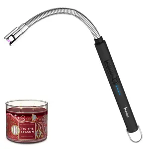 Candle Lighter SUPRUS Rechargeable Electric Arc Lighter Triple Safety Long Lighter Stainless Steel Shell & Hanging Hook with 360°Flexible Neck