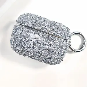 Diamond Hard Case for AirPods Pro 2, Shiny Bling Protective Cover for AirPods 3/4/Pro/Pro2, Sparkle Rhinestone Portable Bag with Keychain