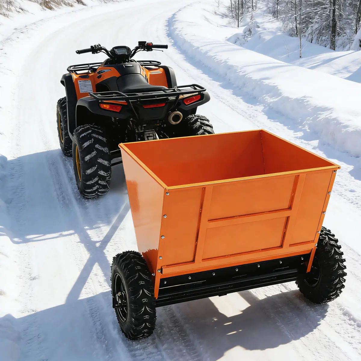 71 Gallon Towable Sand & Gravel Spreader for ATV UTV – Heavy-Duty Steel Broadcast Spreader for Driveway, Snow, and Private Road Maintenance