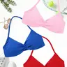 Women's Solid Color   Yoga Sports Bra, Breathable Comfortable, Ladies Sportswear for Indoor Outdoor Wear, Ruched Sports Bra, Workout Bras