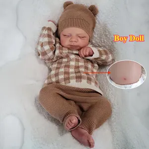 GUESSBELLY 48cm 19inch Soft Vinyl Full Body Body Boy Reborn Baby with 3D-Paint Skin and Visible Veins Art Toy Alive Sleeping Bebe Bathe Play House Toy