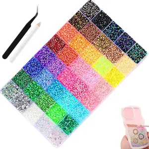 32000Pcs 40 Colors Resin Jelly Rhinestones Kit, 3mm Flatback Rhinestones with Tools, Bedazzler Kit with Rhinestones, All-in-One Bedazzling Kit for DIY Arts & Crafts Gifts