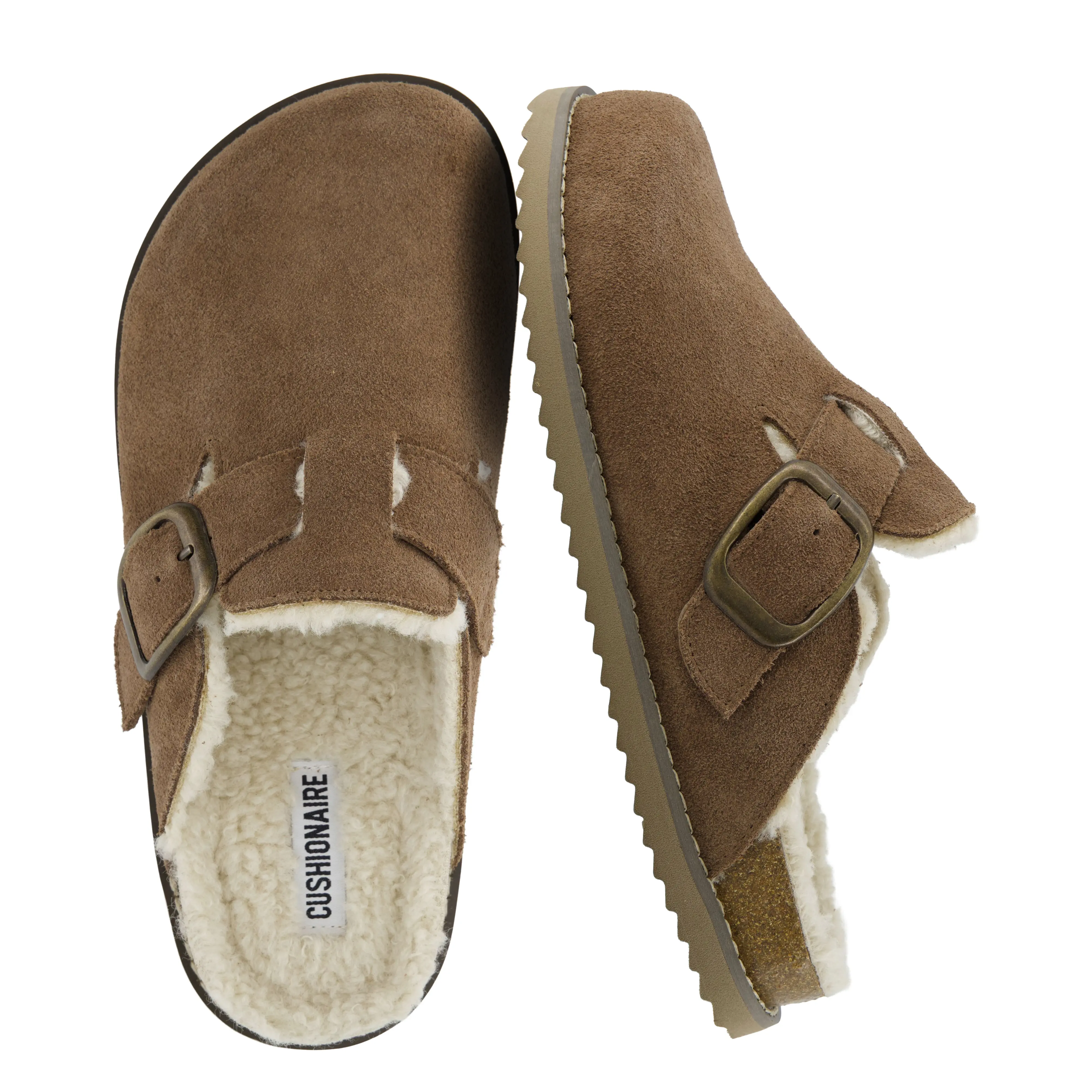 Cushionaire Blain Fur Genuine Suede Clogs For Women | Cozy Slip On Clogs With Detailed Stitching | Classic Genuine Suede Design For Everyday Wear