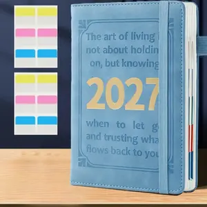 2027 New 365 Days Self Discipline Planner Diary, Daily Page Time Management Notebook, 320 Pages Office Schedule Organizer (Saturday & Sunday on Same Page), Color Options Red Green Blue Pink Gray Black Purple, Productivity Planning Journal