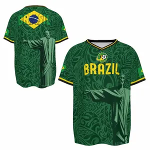 Brazil Soccer Jersey 2026 V-Neck Quick-Dry Fan Apparel with Christ the Redeemer Design