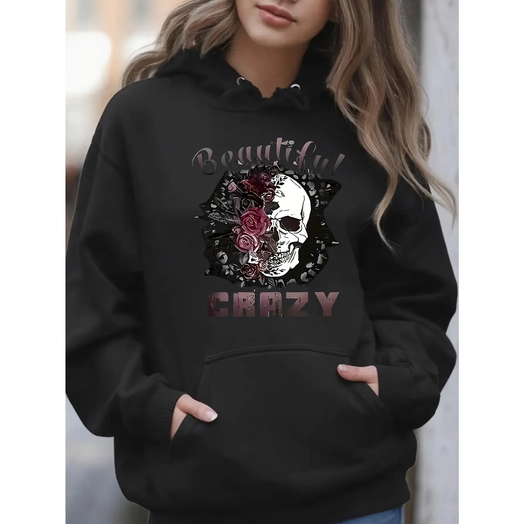Beautiful Crazy Women's Hoodie Sweatshirt with Drawstring And Kangaroo Pocket