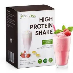 High Protein Shake - Delicious & Nutritious Meal Replacement Shake - Low Sugar & Carb - Strawberry Banana Natural Fruity Beverage Flavor