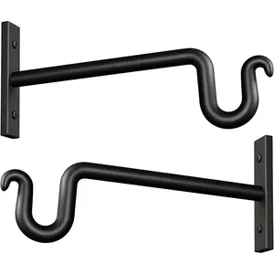 10 inch  Hook  Hanger - 2 Pack  Bracket Metal  Wall Hooks for  Flower Basket, Lanterns, Bird Feeder, Wind Chimes Indoor & Outdoor.