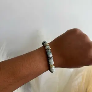 Tidal Harmony Gemstone Jewelry - African Turquoise, Kiwi Jasper, Amazonite Beaded Accessory