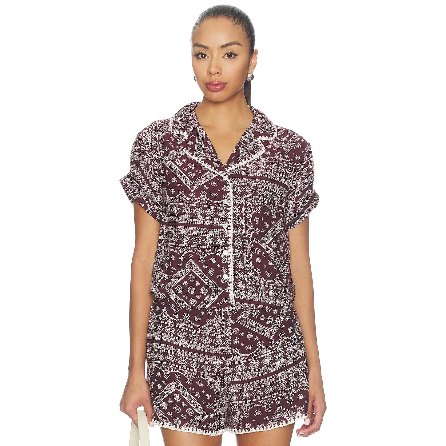 Veronica Beard Ilene Top in Raisin & Dove