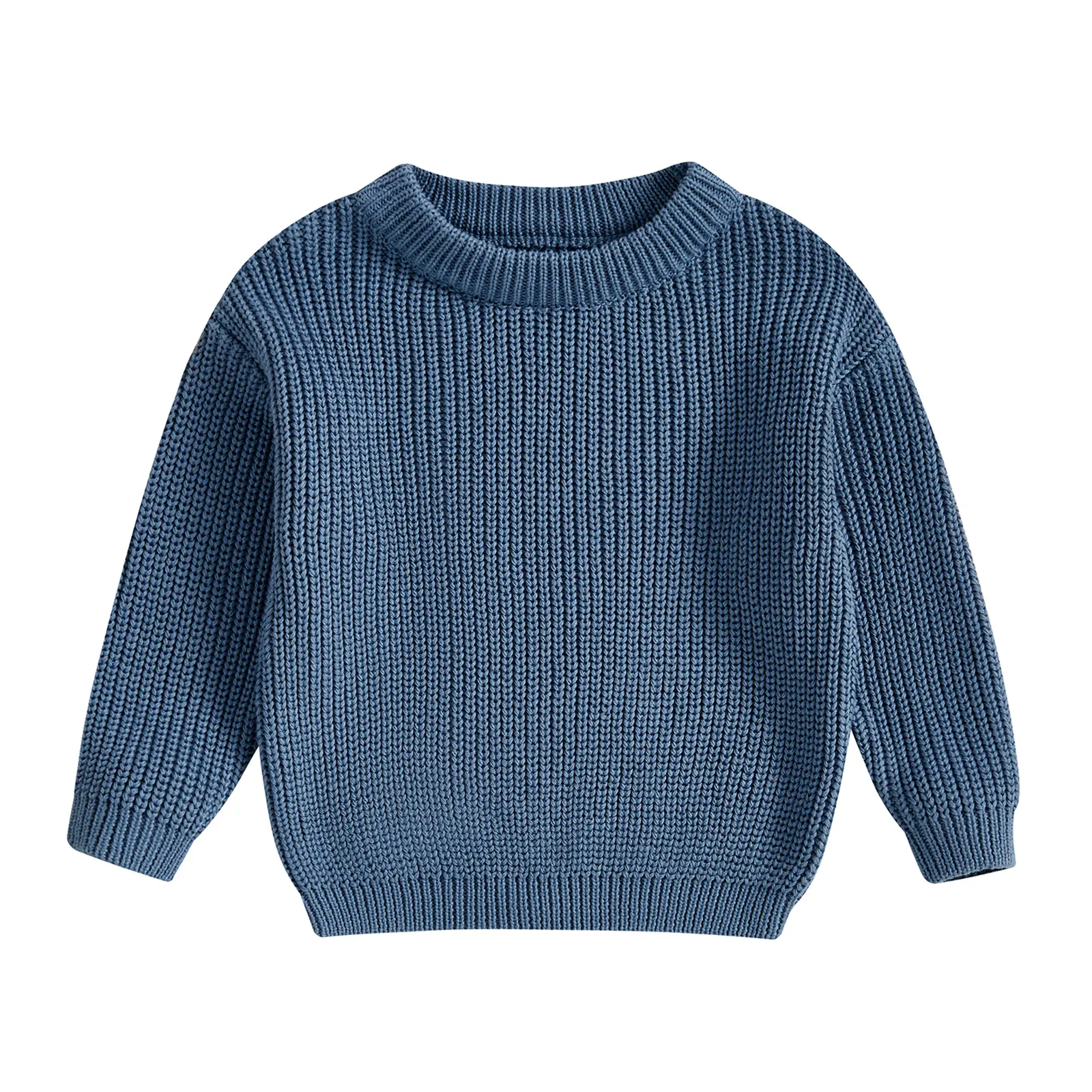 Toddler Knit Sweater - Casual Solid Color Crewneck Long Sleeve Pullover Sweatshirt for Baby Boys & Girls, Fall Winter Baby Clothing