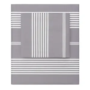 Grey Striped Seaport Fitted Sheet