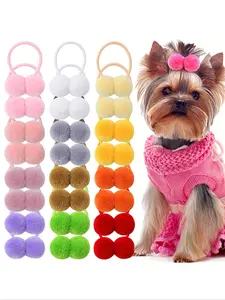 10/20/30pcs Cute Plush Ball Hair Ties, Tail Braid Rubber Bands Set, All Season Use, Holiday Gift, Plain Style, Various Quantities