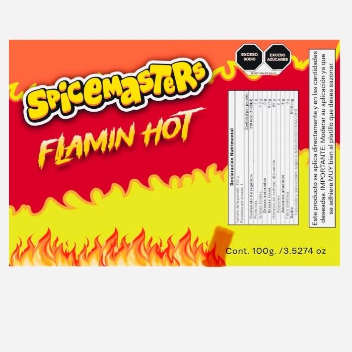 Spicemaster Flamin' Hot Seasoning 3.52oz Bottle with Red Cap - Authentic Mexican Flavor for Snacking and Cooking - Bold Spicy Flavor savory dish Salt Extra Fancy Taco powder Premium spice chilli Complete &