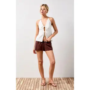 Your Favorite Women's Rumi Linen Tie Front Halter Top