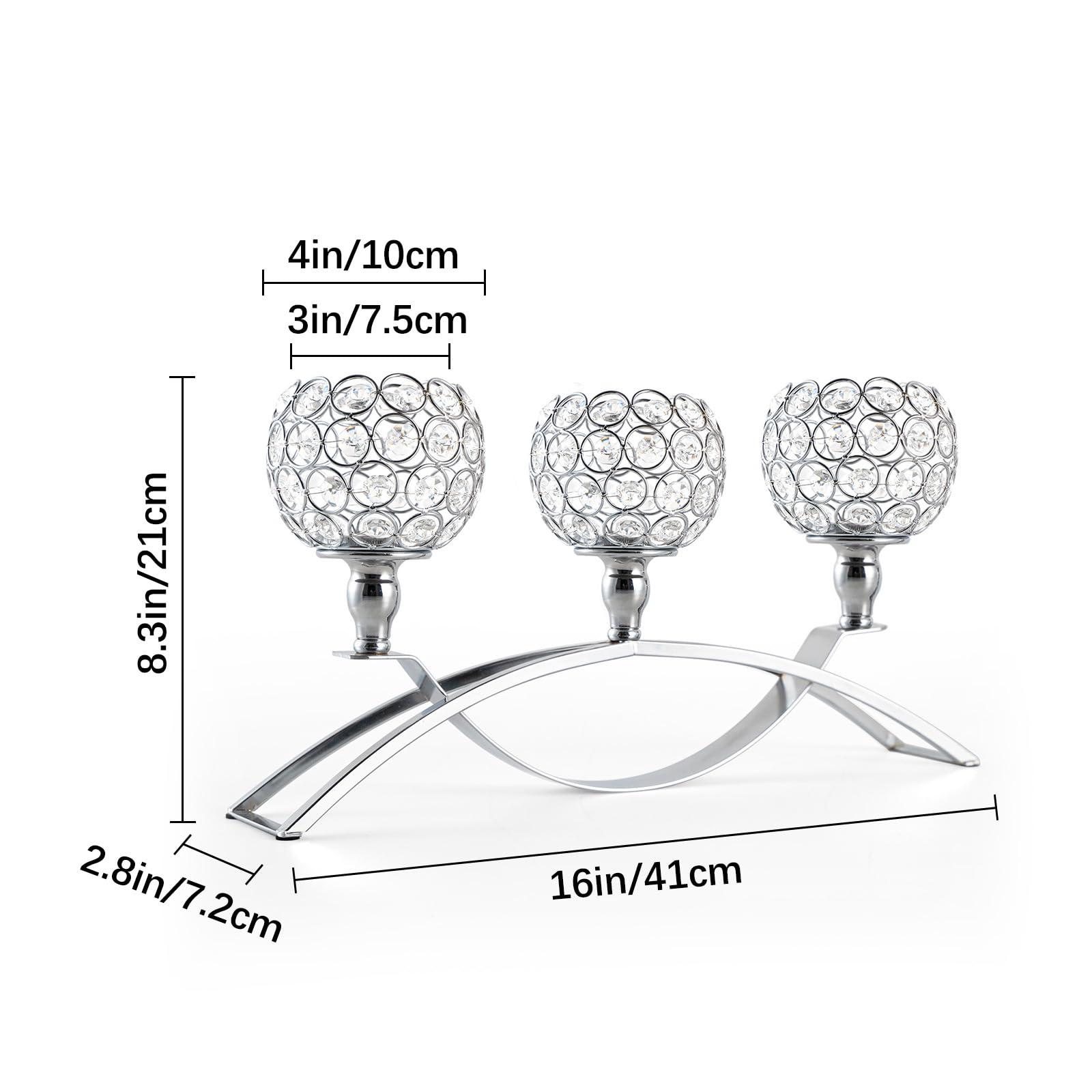 3Pcs Gold 3-Arm Tealight Candle Holders, Candlestick Candelabra Stand Wedding Table Centerpieces & Home Decor for Living Room Fireplace, Holiday Party Use