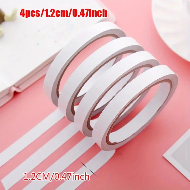4pcs 1cm/1.2cm Ultra-Thin High-Viscosity Double-Sided Tape, Semi-Transparent PE Material - Ideal for Plastic Surfaces, Strong Hold