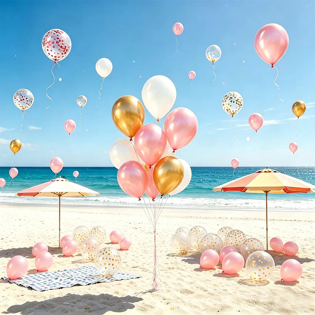 50-Pcs 12-In Festive Balloon Set - Pink Confetti, Black, Gold Balloons for Birthday, Wedding, Home & Party Supplies Essentials, 12 Inch