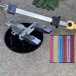 3-Whetstone Fixed Blade Sharpener Set - Adjustable-Angle Aluminum Kitchen Grinding System with Diamond Plate, Home Kitchen Sharpening Supplies