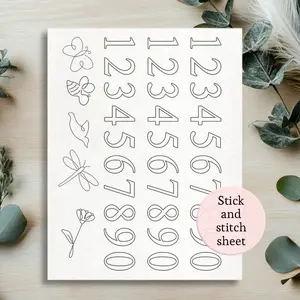 stick and stitch embroidery number patterns, embroidery, blank numbers stencils