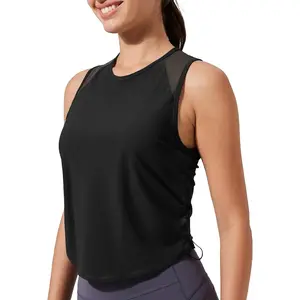 Pioneer Camp Women's Workout Tank Tops Mesh Panel Loose Fit Muscle Tank Athletci Sleeveless Yoga Running Shirts