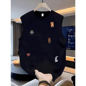 Cotton Vest Vest Men's Short Sleeve Summer 2025 New American Heavy Top Fashion Brand Loose Sleeveless T-shirt Casual White