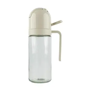 KAWASIMAYA 2-in-1 Spray Oil Bottle for Air Fryer & Cooking, Refillable Misting Oil Sprayer, 550ml, Warm Grey