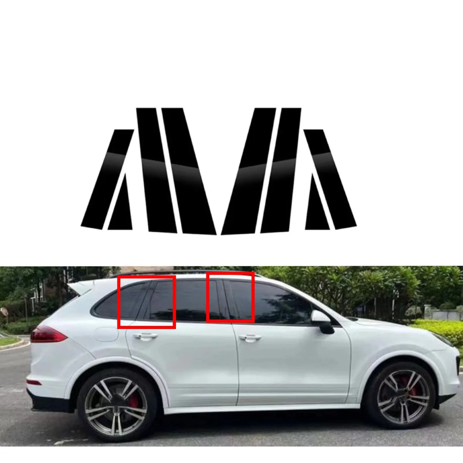 For Porsche Cayenne 92A Chassis E2 2011-2017, 8Pcs Car Window Pillar Posts Door Trim Stickers