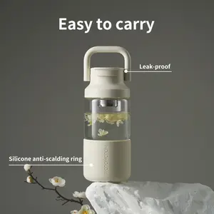 HOLOHOLO 22oz BrewCap Glass Water Bottle | High Borosilicate Glass | 360° Leak-Proof | Detachable Lid | Portable Clear Bottle Lid Drinkware