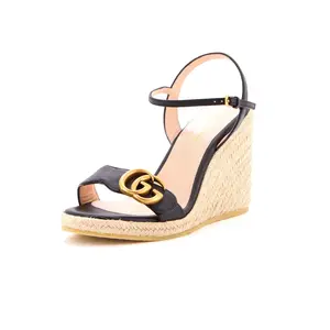 Pre-owned Gucci Women's Aitana Wedge Espadrilles Leather by Rebag