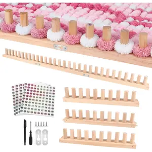 46" Chunky Knitting Blanket Loom, Adjustable Size Wooden Loom for Chunky Blanket, 3-in-1  Hand Knitting Loom Kit for Beginners, DIY Yarn Craft,  Decor,